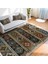 Renkli Zeminde Kilim Motifli Baklava Desenli Avangarde Vintage Koridor & Antre Salon & Oturma Odası Dijital Baskılı Makinede Yıkanabilir Kaymaz Taban Saçaklı Halı 5