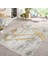 Gold - Gri Zeminde Eskitme Motifli Geometrik Desenli Geometrik Eskitme Motifli Salon & Oturma Odası Dış Mekan & Outdoor Dijital Baskılı Makinede Yıkanabilir Kaymaz Taban Saçaklı Halı 5