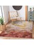 Kremit - Gold Zeminde Mozaik Motifli Geometrik Desenli Geometrik Sade & Şık Salon & Oturma Odası Banyo Dijital Baskılı Makinede Yıkanabilir Kaymaz Taban Saçaklı Halı 3
