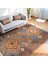 Kahverengi Zeminde Tribal Motifli Kilim Desenli Etnik Motifler Geometrik Koridor & Antre Dış Mekan & Outdoor Dijital Baskılı Makinede Yıkanabilir Kaymaz Taban Saçaklı Halı 3