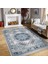 Mavi Zeminde Dokuma Halı Motifli Geleneksel Desenli Vintage Eskitme Motifli Salon & Oturma Odası Dış Mekan & Outdoor Dijital Baskılı Makinede Yıkanabilir Kaymaz Taban Saçaklı Halı 1