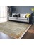 Krem - Gold Zeminde Çerçeveli Motifli Kilim Desenli Geometrik Sade & Şık Salon & Oturma Odası Yatak Odası Dijital Baskılı Makinede Yıkanabilir Kaymaz Taban Saçaklı Halı 3