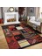 Siyah - Kırmızı Zeminde Patchwork Motifli Etnik Desenli Vintage Etnik Motifler Koridor & Antre Yatak Odası Dijital Baskılı Makinede Yıkanabilir Kaymaz Taban Saçaklı Halı 1