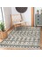 Bej - Siyah Zeminde Boho Motifli Etnik Desenli Etnik Motifler Geometrik Salon & Oturma Odası Dış Mekan & Outdoor Dijital Baskılı Makinede Yıkanabilir Kaymaz Taban Saçaklı Halı 2