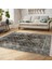 Kahverengi - Gri Zeminde Çerçeveli Motifli Morrocan Desenli Eskitme Motifli Geometrik Salon & Oturma Odası Dış Mekan & Outdoor Dijital Baskılı Makinede Yıkanabilir Kaymaz Taban Saçaklı Halı 2