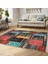 Rengarenk Zeminde Patchwork Motifli Kilim Desenli Vintage Klasik Yatak Odası Koridor & Antre Dijital Baskılı Makinede Yıkanabilir Kaymaz Taban Saçaklı Halı 5