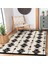 Siyah - Krem Zeminde Kilim Motifli Geometrik Desenli Geometrik Sade & Şık Salon & Oturma Odası Koridor & Antre Dijital Baskılı Makinede Yıkanabilir Kaymaz Taban Saçaklı Halı 2