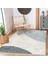 Ekru - Mavi Zeminde Kanvas Motifli Modern Sanat Desenli Bohem Klasik Salon & Oturma Odası Yatak Odası Dijital Baskılı Makinede Yıkanabilir Kaymaz Taban Saçaklı Halı 3