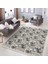 Siyah - Gri Zeminde Tropik Motifli Yaprak Desenli Floral Klasik Salon & Oturma Odası Dış Mekan & Outdoor Dijital Baskılı Makinede Yıkanabilir Kaymaz Taban Saçaklı Halı 1