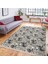 Siyah - Gri Zeminde Tropik Motifli Yaprak Desenli Floral Klasik Salon & Oturma Odası Dış Mekan & Outdoor Dijital Baskılı Makinede Yıkanabilir Kaymaz Taban Saçaklı Halı 2