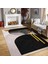 Siyah - Beyaz Zeminde Modern Motifli Boho Desenli Bohem Geometrik Mutfak Banyo Dijital Baskılı Makinede Yıkanabilir Kaymaz Taban Saçaklı Halı 5