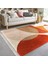 Turuncu - Krem Zeminde Abstract Motifli Tablo Desenli Bohem Modern Salon & Oturma Odası Yatak Odası Dijital Baskılı Makinede Yıkanabilir Kaymaz Taban Saçaklı Halı 3
