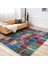 Çok Renkli Zeminde Kırkyama Motifli Patchwork Desenli Vintage Klasik Salon & Oturma Odası Yatak Odası Dijital Baskılı Makinede Yıkanabilir Kaymaz Taban Saçaklı Halı 2