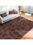 Kahverengi Zeminde Yaprak Motifli Eskitme Desenli Floral Sade & Şık Salon & Oturma Odası Dış Mekan & Outdoor Dijital Baskılı Makinede Yıkanabilir Kaymaz Taban Saçaklı Halı 1