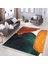 Sarı - Lacivert Zeminde Tablo Motifli Abstract Desenli Bohem Modern Mutfak Banyo Dijital Baskılı Makinede Yıkanabilir Kaymaz Taban Saçaklı Halı 1