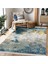 Lacivert - Gri Zeminde Fırça Darbeleri Motifli Eskitme Desenli Eskitme Motifli Klasik Salon & Oturma Odası Dış Mekan & Outdoor Dijital Baskılı Makinede Yıkanabilir Kaymaz Taban Saçaklı Halı 3