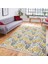 Sarı - Gri Zeminde Çiçek ve Yaprak Motifli Floral Desenli Floral Klasik Koridor & Antre Dış Mekan & Outdoor Dijital Baskılı Makinede Yıkanabilir Kaymaz Taban Saçaklı Halı 2