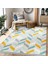 Beyaz Zeminde Modern Motifli Geometrik Desenli Geometrik Sade & Şık Koridor & Antre Banyo Dijital Baskılı Makinede Yıkanabilir Kaymaz Taban Saçaklı Halı 3