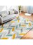 Beyaz Zeminde Modern Motifli Geometrik Desenli Geometrik Sade & Şık Koridor & Antre Banyo Dijital Baskılı Makinede Yıkanabilir Kaymaz Taban Saçaklı Halı 2