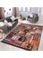 Siyah - Beyaz Zeminde Kırkyama Motifli Patchwork Desenli Vintage Sade & Şık Salon & Oturma Odası Yatak Odası Dijital Baskılı Makinede Yıkanabilir Kaymaz Taban Saçaklı Halı 5