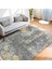Gri - Sarı Zeminde Kilim Motifli Antik Halı Desenli Eskitme Motifli Vintage Salon & Oturma Odası Koridor & Antre Dijital Baskılı Makinede Yıkanabilir Kaymaz Taban Saçaklı Halı 5