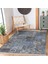 Mavi - Gri Zeminde Patchwork Motifli Etnik Desenli Vintage Eskitme Motifli Koridor & Antre Salon & Oturma Odası Dijital Baskılı Makinede Yıkanabilir Kaymaz Taban Saçaklı Halı 2