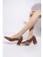 Marla Taba Krok Baskılı Kalın Topuklu Stiletto Ayakkabı 1