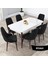 Concept Kar Serisi 80 x 132 cm Açılabilir Mdf Mutfak Masa Takımı Beyaz Masa Ceviz Masa 6 Sandalye 1