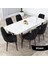 Concept Kar Serisi 80 x 132 cm Açılabilir Mdf Mutfak Masa Takımı Beyaz Masa Ceviz Masa 6 Sandalye 2