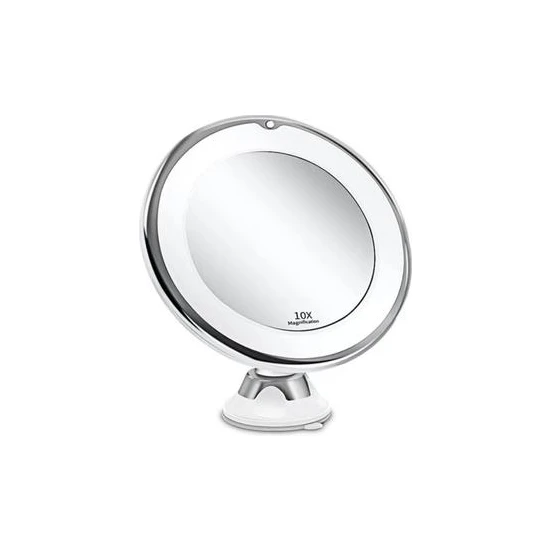 Haitun 360 Rotasyon Esnek LED Makyaj Tıraş Aynası Işıklı 10X Büyüteç Makyaj Aynası Güç Kilitleme Vantuz Ayarlanabilir (Yurt Dışından)