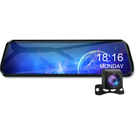 Novatek NT921GW 2k Quad Hd 1440P+1080P 10 Inç IPS Dokunmatik Ekran Gps Wifi Çift Yön Dikiz Aynalı Araç Kamerası