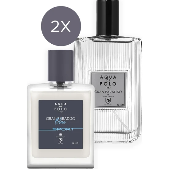 Aqua Di Polo 1987 Gran Paradiso Blue Sport 50 ml ve Gran Paradiso 50ML Edp 2'li Erkek Parfüm Seti