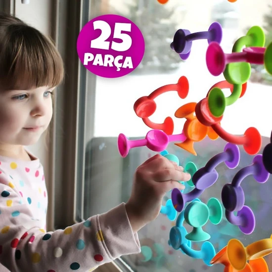 Okfis Vakum Molekül 25 Parça Yapı Taşları Fidget Duyusal Eğitici Oyuncak Squigz