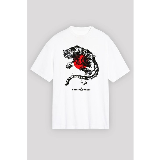 The Rolling Stones T-Shirt Unisex – Tattoo Flames Dip-Dye, Grigio, Taglie Dalla S Alla XXL, Cotone Classico