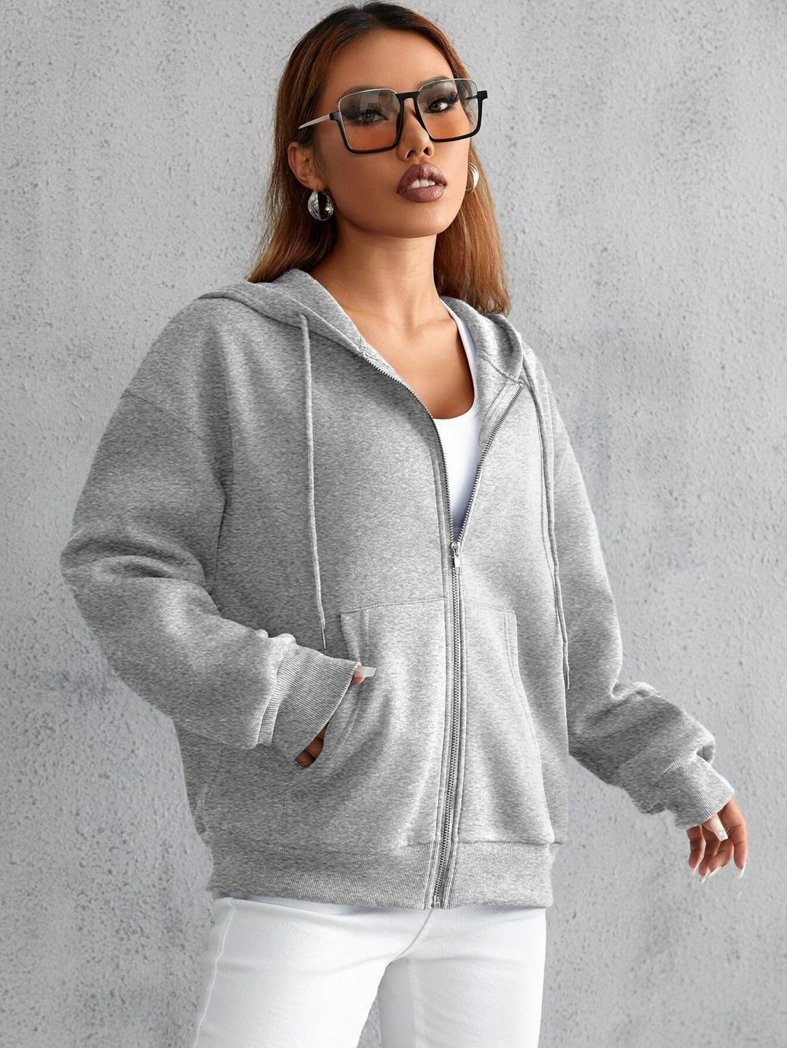 DAXİS Sportwear Company Daxis Sportwear Company Fermuarlı Kapüşonlu Oversize Sweatshirt görsel 5