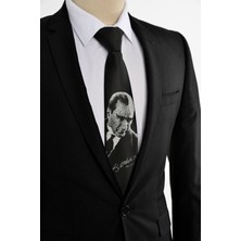 Brianze Siyah M.kemal Atatürk Logolu Kravat