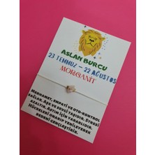 Gümüştel El Sanatları Aslan Burcu Morganit Doğal Taşlı Ip Burç Bilekliği