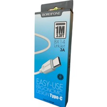 Borofone 1 Metre 3 Amper USB C Tipi Kablo Hızlı Şarj Type-C Kablo Cable Kable  P30 P20 Mate 20 Pro Telefon Süper Şarj