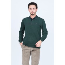 Rey Polo Erkek Desenli Polo Yaka Triko Sweat 6741251 Yeşil