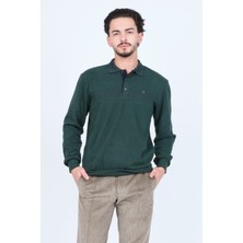 Rey Polo Erkek Desenli Polo Yaka Triko Sweat 6741251 Yeşil