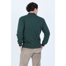 Rey Polo Erkek Desenli Polo Yaka Triko Sweat 6741251 Yeşil