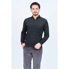 Raymons Erkek Desenli Polo Yaka Triko Sweat 6782257 Siyah