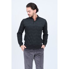 Raymons Erkek Desenli Polo Yaka Triko Sweat 6782257 Siyah