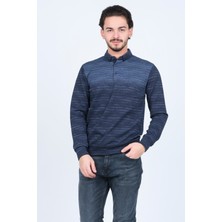 Raymons Erkek Desenli Polo Yaka Triko Sweat 6782257 Indigo