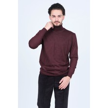 Woolen World Erkek Desenli Tam Balıkçı Triko Yün Kazak 5596984 Bordo