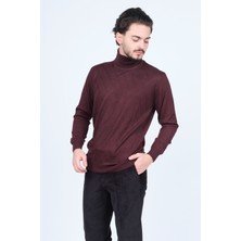 Woolen World Erkek Desenli Tam Balıkçı Triko Yün Kazak 5596984 Bordo