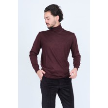 Woolen World Erkek Desenli Tam Balıkçı Triko Yün Kazak 5596984 Bordo