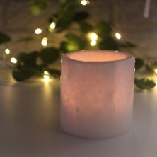 kenpool Doğal Motifli Mermer Mumluk Beyaz Dekoratif Mermer Mumluk