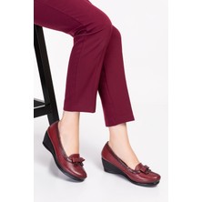 Akgün Terlik Kadın Fiyonk Detaylı Deri Ortopedik Ayakkabı