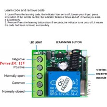 Dc 12V Tek Kanallı Röle Modülü Evrensel Kablosuz Anahtar Rf Röle Alıcı + 2 Ch Uzaktan Kumanda (Yurt Dışından)